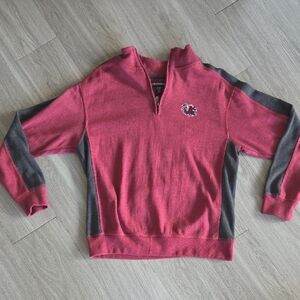 Pressbox North Carolina Gamecocks 1/4 Zip Sweatshirt In Heathered Red. Large.